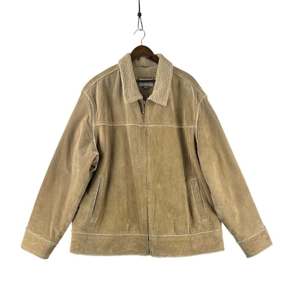 Wilsons Leather M Julian Mens Suede Sherpa Lined Jacket 3XLT Tan Aviator
